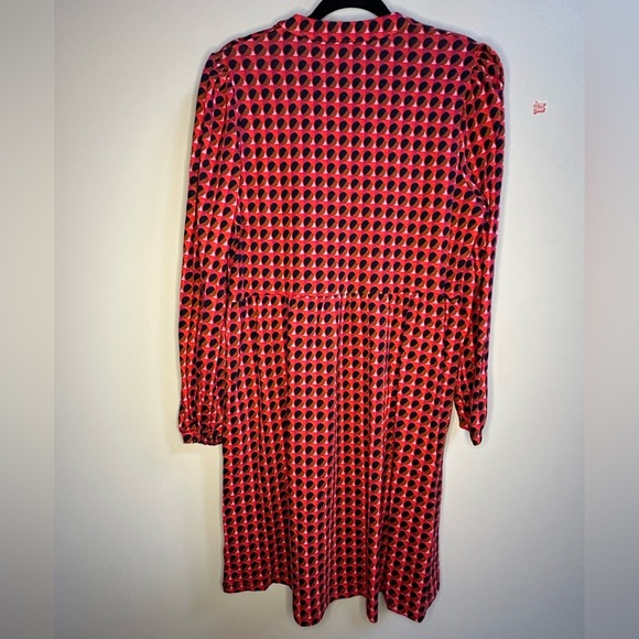 NEW Boden Naomi Relaxed Jersey Dress in Rouge/Red Sphere Geo Women’s 12R - Picture 8 of 9